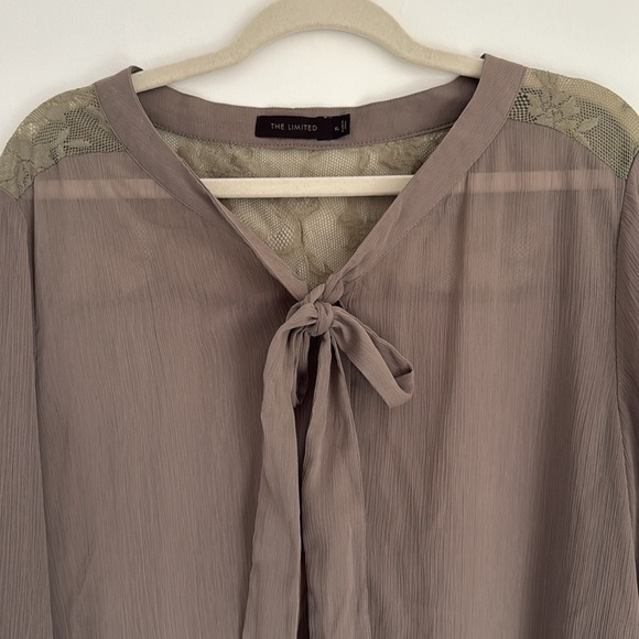 Tie Front Blouse with Lace Trim - Picture 2 of 6